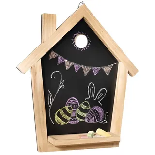 Dekoleidenschaft Tafel "Haus" Holzrahmen, 35x40 cm, Kreidetafel klein zum Aufhängen, Maltafel, Blackboard, Schreibtafel, Wandtafel, Memoboard schwarz