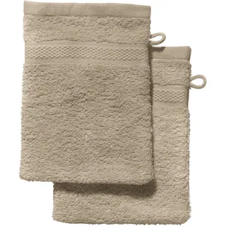 REDBEST Waschhandschuh 2er-Pack Chicago Taupe Größe 15x21 cm - saugstark, strapazierfähig, ideal für Reisen, Sport (weitere Farben)