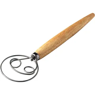 FELIXLEO Schneebesen CANDeal 13 Zoll Dänischer Teigbesen Edelstahl Holzgriff Doppelhaken