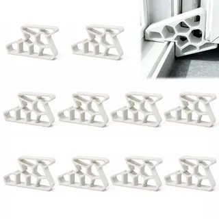 MANICAF 10 Stück Fensterstopper Weiß, PVC Fensterkeile gegen Zuschlagen | Keilförmiger PVC-Fensterstopper ohne Bohren; 10 Stück in Weiß, je 8,9 x 5,3 cm, für passende Tür- und Fensterspalten, DIY.