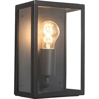 QAZQA Außenwandleuchte Edelstahl/Glas IP44 spritzwassergeschützt E27 schwarz