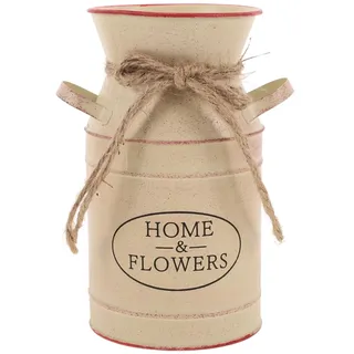 Garneck Rustikale Verzinkte Vase Verzinkte Vintage-Milchkanne Im Bauernhaus-Stil Dekorative Blumenkrug-Vase Milchkännchen- Französische Landhaus-Metallkanne Hochzeitsdekoration Beige