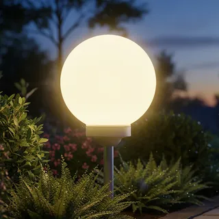 Spetebo LED Solar Leuchtkugel - Ø 30 cm - Kugelleuchte in warmweiß auf 2 Höhen einstellbar - Solarleuchte Garten Lampe Solar Kugel