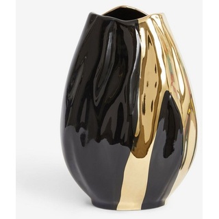 Next Dekovase Auffällige Gold Drip Keramikvase schwarz