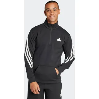 Rollkragenpullover ADIDAS SPORTSWEAR "M FI 3S HALFZIP", Herren, Gr. S, schwarz, Obermaterial: 64% Baumwolle, 36% Polyester, gestreift, sportlich, Pullover