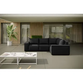 Garten Ecksofa GARDENT wetterfester Stoff NXL Schwarz kurzer Schenkel Rechts - Schwarz