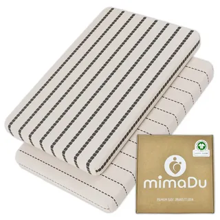 mimaDu - 2er Set Spannbettlaken GOTS aus Bio-Baumwolle 90x55 cm auch für 90x50, 90x45, 90x60 - Spannbetttücher für Beistellbett, Babybett - Baby Bettlaken/Spannbetttuch hautfreundlich & weich (Boho)