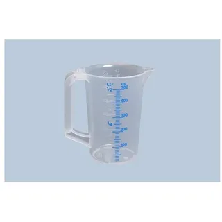 Hünersdorff Messkanne 500 ml, PP, 2 Skalen geschlossener Griff, transparent