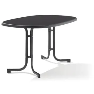 Sieger 252/G Boulevard-Klapptisch mit mecalit-Pro-Platte 140 x 90 cm, Stahlrohrgestell eisengrau, Tischplatte Schieferdekor anthrazit