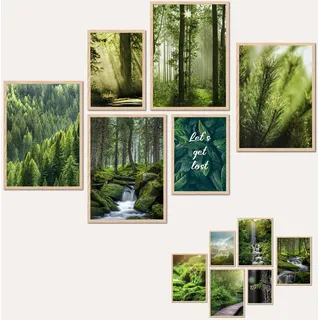AG Design® DOPPELSEITIGES Set mit 6 Wald-Postern und Kunstdrucken | 4 x 30 x 42 cm + 2 x 21 x 30 cm | Für Schlafzimmer, Wohnzimmer, Küche und Büro | Ohne Rahmen | AP6 351316