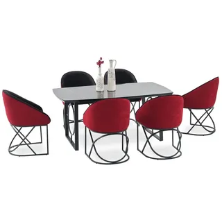 JV Möbel Komplett Set Esstisch 6x Stühle), Esszimmer Set Ess Gruppe Tisch Tische 7tlg