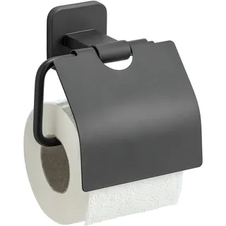 Wenko Turbo-Loc® Toilettenpapierhalter mit Deckel, Mod. Porto Black, Befestigen ohne Bohren