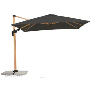 Schneider Schirme Ampelschirm Rhodos Twist Woody 300x300cm Polyester Grau Anthrazit 300 x cm