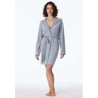 Schiesser Morgenmantel selected collection!, Kurzform, Baumwollmischung, Kapuze, Taschen, Gürtel, Kapuze, Taschen, Gürtel, Streifen, Leichtfrottee grau 38