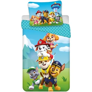 Brandmac Paw Patrol Bettwäsche, 100 % Baumwolle, wendbar, 140 x 200 cm + Kissenbezug 65 x 65 cm