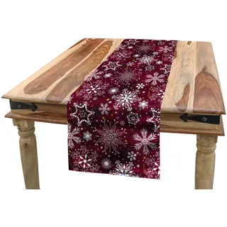 ABAKUHAUS Schneeflocke Tischläufer, Weihnachten, Esszimmer Küche Rechteckiger Dekorativer Tischläufer, 40 x 300 cm, Kastanienbraun Weiß