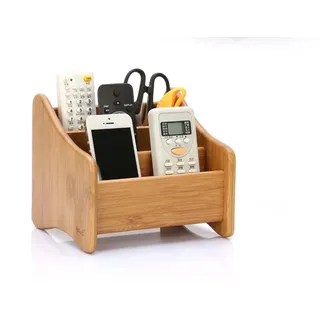CHSEEA Holz Fernbedienungshalter, Schreibtisch Organizer Officebox Make-up Organizer Badezimmer Organizer Multifunktionale Aufbewahrungsbox für Brillen, Smartphones, Controller, CDs Und Make Up #1