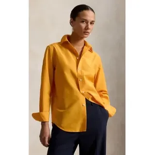 Polo Ralph Lauren für Damen. 211B30368002 Relaxed Fit Hemd aus Baumwolle und Seide in Orange (S), Lässig, Langarm