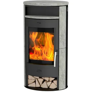 Fireplace ELITE ZAMORA Kaminofen 6 kW Speckstein Naturstein Stahl Schwarz R5692