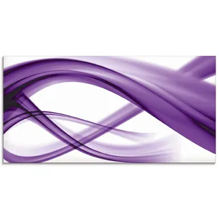 ARTland Wanddeko Glasbilder Wandbild Glas Bild einteilig 100x50 cm Querformat Moderne Kunst Abstrakt Modern Rauch Welle Lila Violett S7MV