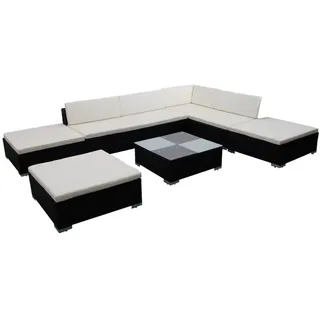vidaXL Polyrattan Lounge-Set mit Auflagen 8-tlg. schwarz 41259
