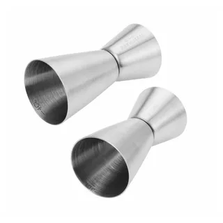 WESTMARK Barmaß Jigger für Cocktails, je 2 Maßeinheiten: 2/4 cl und 2/3 cl, Edelstahl, praktisches Hilfsmittel, zwei Funktionsseiten, spülmaschinengeeignet silberfarben