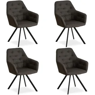 Homestyle4u Polsterstuhl Leinen anthrazit 4er Set