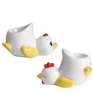 2 Stück Lustige Eierbecher Keramik Eierbecher Halter Porzellan Display Ständer Platte Spülmaschinenfest Lustige Tier Dekoration für Ostern Weihnachten Geburtstag