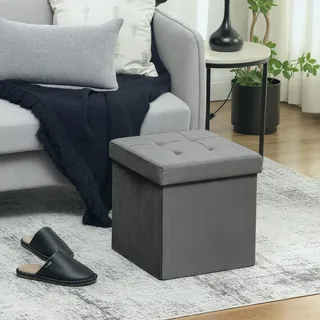 Homcom Sitzhocker mit Stauraum Klappbar 38 x 38 x 38 cm Grau
