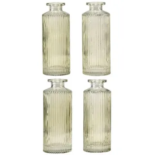 Florists Products Tischvase Mini Vasen Glas Rillen Retro Vintage Dekorativ Grün Ø5cm 4er, 4 Stück grün
