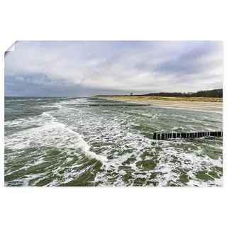 Wandbild ARTLAND "Wellen Buhnen an der Küste der Ostsee", farbe bild(er): blau, B:60cm H:40cm, Bilder, als Alubild, Leinwandbild, Poster, Wandaufkleber in verschied. Größen