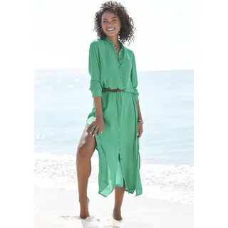 Hemdblusenkleid LASCANA Gr. 44, N-Gr, grün (apfelgrün) Damen Kleider Strandkleider