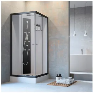 maw by GEO Komplettdusche A-FDMES, BxT: 90x90 cm, Einscheibensicherheitsglas schwarz