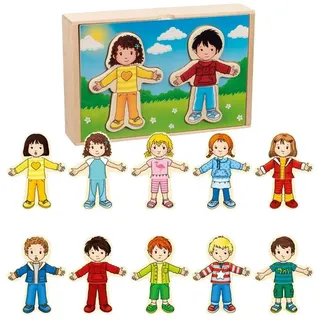 GoKi Anziehpuppenpuzzle Junge und Mädchen im Holzkasten