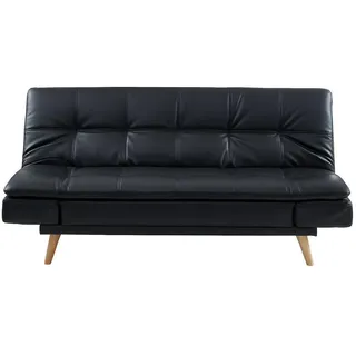 vente-unique Schlafcouch Kunstleder 3-Sitzer Schwarz