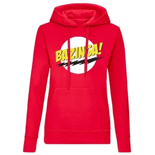 Blondie & Brownie Hoodie Damen Bazinga Logo Sheldon Big Bang Theorie mit Kapuze rot 2XL