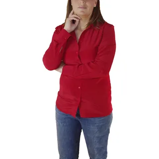 Posh Gear Damen Seidenbluse Collettoseta Bluse aus 100% Seide, dunkel rot, Größe M - M