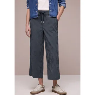Stoffhose STREET ONE, Damen, Gr. 32, Länge 26, tiefblau, Web, 57% Baumwolle, 42% Polyester, 1% Elasthan, gestreift, loose fit 7/8-Länge, Hosen Stoffhose, High Waist