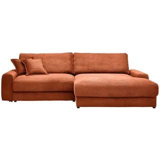 Carryhome Ecksofa, Terracotta, Kunststoff, 3-Sitzer, Füllung: Schaumstoff,Hohlfaser, Ottomane rechts, L-Form, 300x180 cm, Rücken echt, Wohnzimmer, Sofas & Couches, Wohnlandschaften, Ecksofas