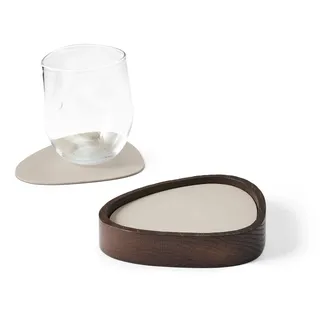 LIND DNA Holzkiste Curve Eiche + 8 x Glasuntersetzer Nupo - Oyster White / geräuchert