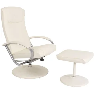 Relaxsessel Fernsehsessel Relaxliege N44 mit Hocker creme-weiß