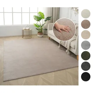 OTTO home Teppich Cali, in Standard- und Premium-Qualität, 13 mm oder 16 mm Höhe, rechteckig, Uni-Farben, kuschelig, & weich, waschbar, Wohnzimmer, Schlafzimmer braun 180 cm x 230 cm
