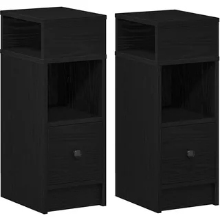 vidaXL Nachttische 2 Stk. mit Schublade Schwarz 25x31x66 cm