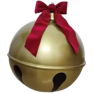 Aufblasbare Jingle Bell Ball Weihnachtskugel Gaint Ornament mit Roter Schleife PVC-Hängegriff Einfache Einrichtung Blow Up Outdoor-Dekoration (45cm)