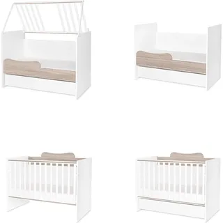 Lorelli Babybett Multi, Jugendbett, Schreibtisch, Wickeltisch, mehrfach umbaubar hellbraun