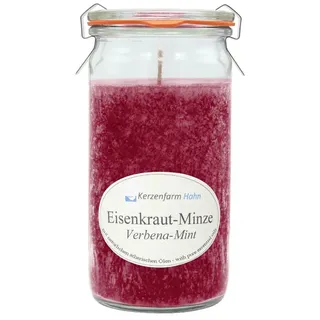 Duftkerze im XL-Weckglas®, Eisenkraut-Minze, 100% pflanzliches Stearin, KERZENFARM HAHN, mit reinen ätherischen Ölen, Brenndauer ca. 40h