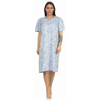 RELAX by Normann Nachthemd Frauliches Damen Nachthemd mit Knopfleiste in cm Länge blau