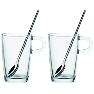 LEONARDO Latte-Macchiato-Glas Macchiatogläser-Set 4-teilig Loop, Klarglas, Kaffeegläser weiß
