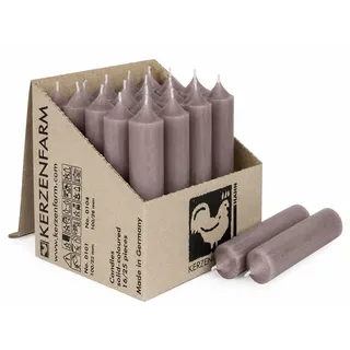 Hahn Kerzenfarm Spitzkerze Stabkerzen kurz 25 Stück, 10 cm, Ø 2,2 cm, Made in Germany braun