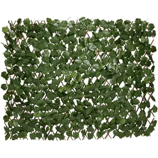 Famanu Kunsthecke – Ausziehbar – 180 x 90 cm – Kunst-Efeu – Für Innen und Außen – Pflegeleichte Pflanze - Grün